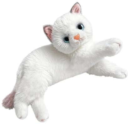 Sharplace Peluche Chat Réaliste, Poupée Chat à Câliner pour Enfants, Coussins Réalistes en Forme d'animaux, Cadeau Doux et Doux, Chatons en Peluche pour Canapé, Chambre, Maison, Voiture, Blanc
