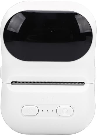 Dpofirs Tragbarer Thermodrucker, Bluetooth Pocket Thermal Sticker Maker Schwarzweißdruck mit APP, Barcode Etikettendrucker für Kleidung und Schmuck in Kleinen Unternehmen (White)