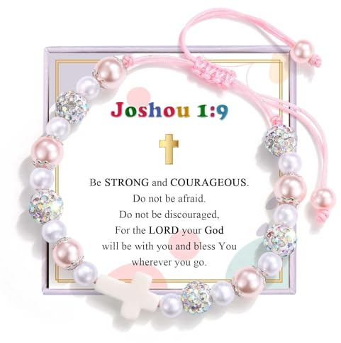 Easter Basket Stuffers for Girls, Cross Bracelet for Little Girl Christmas Valentines Day Easter Baptism Confirmation Communion Kindergarten Preschool Graduation Back to School Gifts for Girls Kids