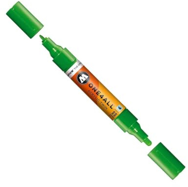 MOLOTOW ONE4ALL Acrylic Twin Pump Marker, 1.5mm and 4mm Nibs, KACAO77 Green, 1 Each (227.434)