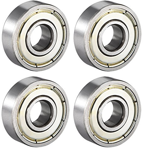 sourcing map 608ZZ Deep Groove Ball Bearing Double Shield 8mm x 22mm x 7mm High Carbon Steel Z1 Bearings 4pcs