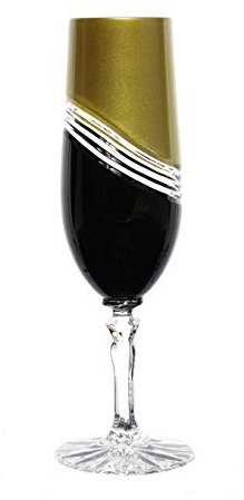 Sektglas Sektkelch Champagner geschliffen Schwarz Gold Kristallglas 170 ml