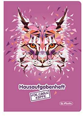 herlitz 50027842 Aufgabenheft für coole Köpfe, A5, 48 Blatt, Motiv: Wild Animals Luchs, 1 Stück