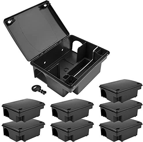 Köderstation Ratten Köderbox Mausfalle Rattenköderbox Rattenfalle Petigi | 8x, Kinder- Haustiersicher, Garten, Box, Mäuse, Rattenköderstation, Koederbox