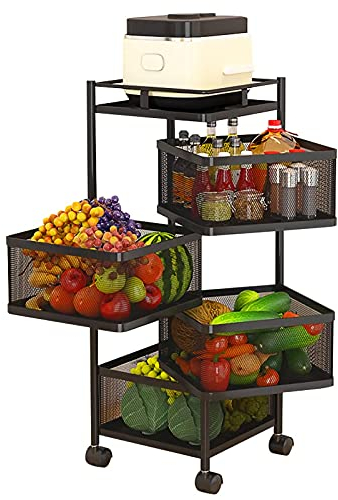 DongBao Carrito Cocina Metálico, Carro de Almacenamiento,Frutero de Cocina,Carrito Auxilair con Ruedas,Coina,Oficina,Baño y Estudio de Arte,2-5 Niveles