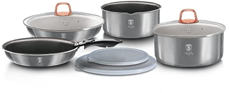Berlinger Haus Moonlight Collection 9Pc Space Saving Cookware Set Pots Pans Induction
