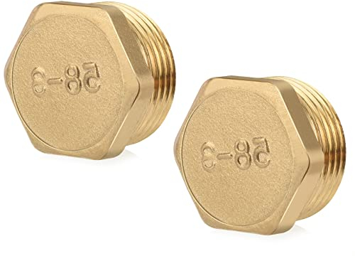 nutmanel Tapón de latón de rosca exterior de 3/4 pulgadas, tapón ciego de latón, para tuberías de agua AG, tapón final para baño, jardín, tuberías de agua