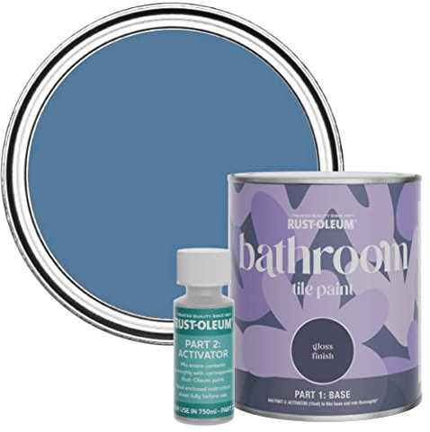 Rust-Oleum wasserfeste blau Fliesenfarbe für Badezimmer in Hochglanz Finish - Blaue Seide 750ML
