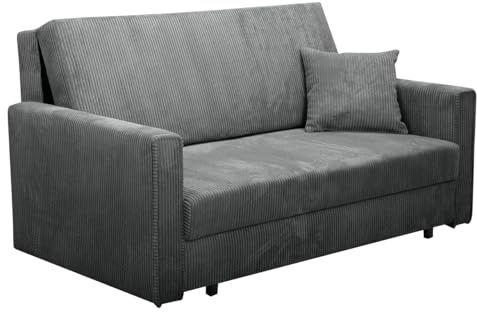 Mirjan24 Sofa Viva Bis Premium III mit Schlaffunktion, Bettsofa, 3 Sitzer Polstersofa mit Bettkasten inkl. Kissen, Sofagarnitur, Schlafsofa, Wohnlandschaft, Stoff: Cord (Poso 22)