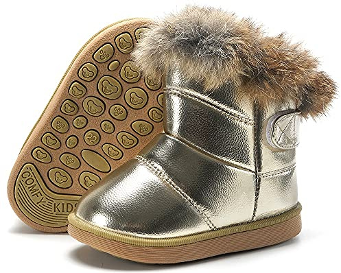 Gaatpot Bottes Enfants Bottines de Neige Chaude d'Hiver, Or, 27EU/ 28CN