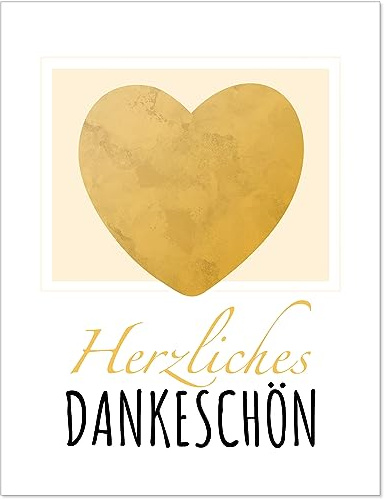 Einladungskarten Manufaktur Hamburg 8 Flaschenetiketten selbstklebend - Etikett Danke Bedanken Danke sagen Herz Goldlook - Flaschen Aufkleber für Wein oder Sekt