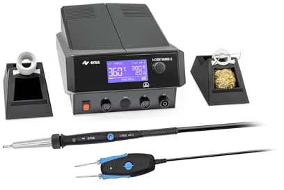 ERSA i-CON VARIO 2 MK2 ESD Mehrkanal Multifunktions-Lötstation 200 Watt Heißluft 50–550°C Luftmenge 2-20l/min + i-TOOL AIR S mit Heißluftspitze und CHIP TOOL VARIO mit Entlötspitze 0ICV2005AC