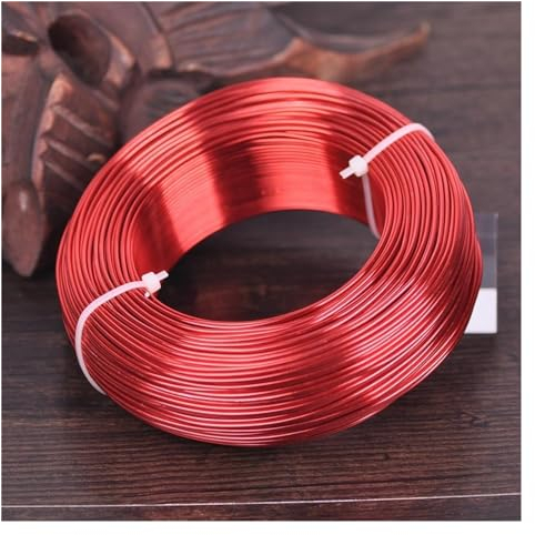 Aluminium-Gauge, 1 große Rolle, 0,8 mm/1,5 mm/2 mm/2,5 mm/3 mm, Aluminium, weiches Metall, Basteldraht für Schmuckherstellung, Basteln (Farbe: Rot, Größe: 1,0 mm (210 m)