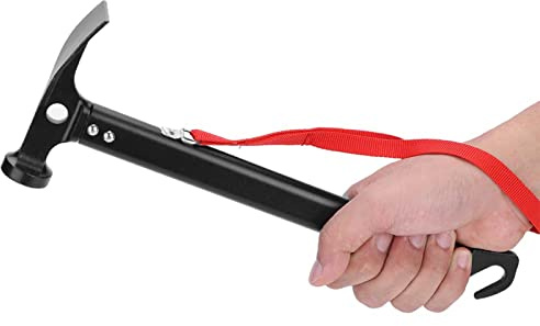 Camping Hammer, Lightweight Aluminum Alloy Camping Tent Hammer, Wooden Mallet Camping Mallet Hammer, Multi Purpose Peg Remover with Retaining Strap