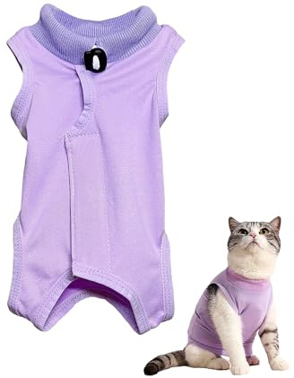 Ropa de Esterilización Para Gatos Femeninos, Después De Operaciones, De Destete, Antifugas Para Gatitos, Abrigo Gato (Púrpura Talla M)