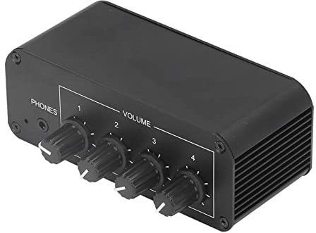 Beufee Mini Mixer, Mixer a 4 Canali Mini Mixer Audio Mixer di Linea con Controllo del Volume Mini Mixer Stereo Mixer Audio per Cuffie, RCA
