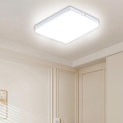 FTL LED Badezimmer Deckenleuchte 48W 30x30 cm,LED Lampen Deckenlampe Quadratisch 6000K Kaltweiß, Badezimmerleuchte Decke 4370LM,IP44 Badezimmer Lampe für Wohnzimmer Schlafzimmer Küche Flur Balkon