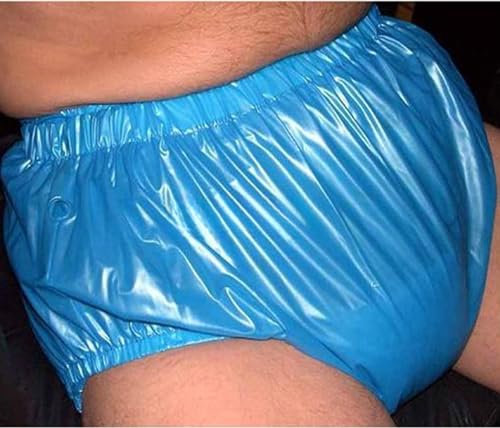 TOVCHEI Plastikhosen Erwachsene Pull on Kunststoffhose Anti-Seiten-Leckage Inkontinenz Sicherheitshose Ruhige wasserdichte Windelbezüge Wiederverwendbar,Blau,L