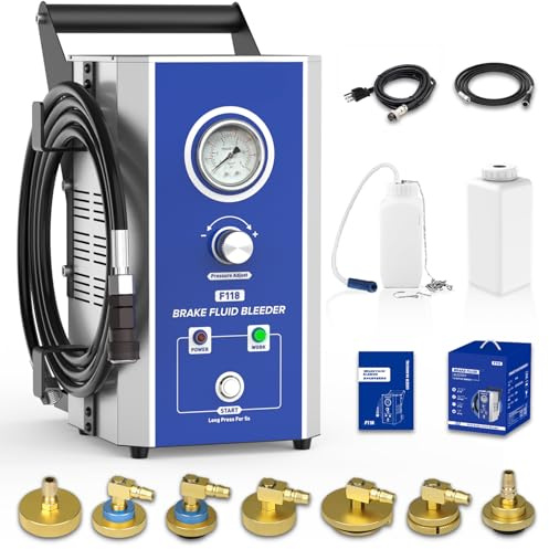 BELEY Purgeur de frein électrique 110 V/220 V avec surveillance de la pression et 7 adaptateurs, dispositif de changement de liquide de frein 0-3 bar avec 2 modes de pression – Universel pour tous les