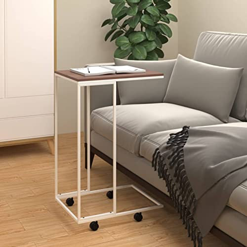 LAPOOH Beistelltisch mit Rollen, Kleiner Tisch, Sofatisch, Side Table, Laptop Tisch, Pflanzenhocker, Druckertisch, Telefontisch, Tabletttisch, Sofa Table, Weiß 40x30x63,5 cm Holzwerkstoff