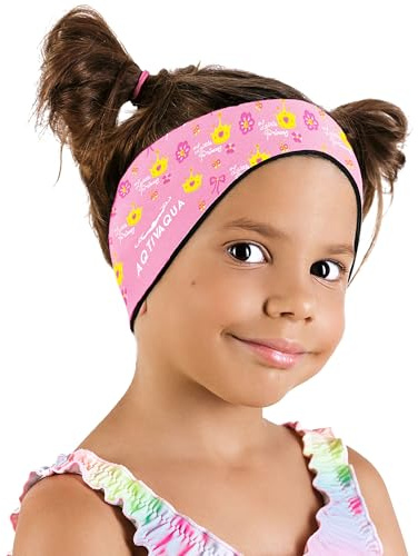 AqtivAqua Swimming Headband Swim Ear Band Protection Cover Swim Headband for Kids Adults Men Women Toddlers Ear Plugs in (Color: Pink Printed, Size: Large)