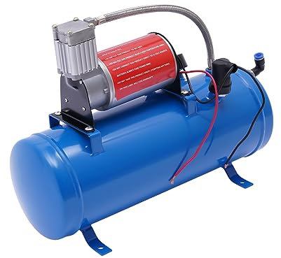 Compressore d'aria da 12 V con serbatoio da 6 l, set di compressori d'aria, 90 – 120 psi, pressione di lavoro, sistema di compressore d'aria integrato per treno, gonfiaggio di pneumatici, camion, SUV,