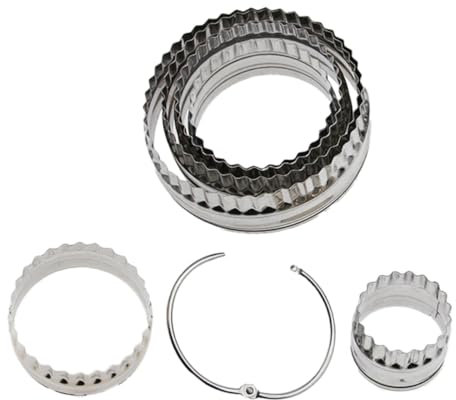 Cabilock Molde Galletas Circular De Acero Inoxidable Juego De Cortadores Con Bordes Lisos y Estriados