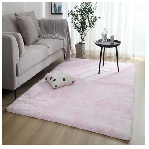 GOUSANG Dormitorio Alfombra 230 x 370 cm Alfombra Lana Alfombra Superficie Suave Pelo Largo Fluffy Alfombra para Sala de Estar, Dormitorio, Sofá, Suelo, Rosa