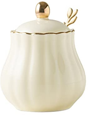 Zuccheriera, Contenitore per condimenti, zuccheriera in Tinta Unita con Coperchio e Cucchiaio, Barattolo per Zucchero in Ceramica da 300 ml, zuccheriera in Porcellana, per Bar, Ristorante, casa-Blu