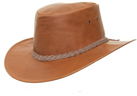 Outbacker Australischer Travellerhut aus Känguru-Leder in braun und Rust, Größe S & XXL Farbe Rust, Größe XXL I 62-63 cm