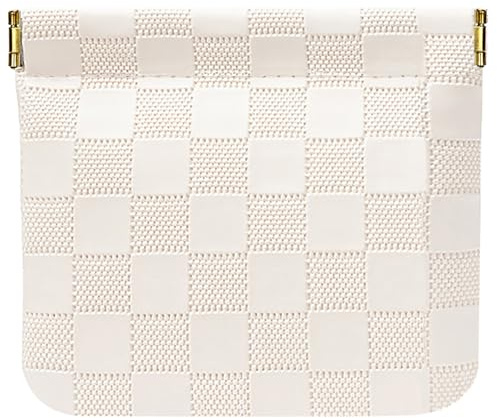 HIGH FIT Leather Pocket Cosmetic Bag for Purse,Coin Purse Lipstick Cosmetic Accessories Organizer, Travel Kit Storage Pouch,Waterproof Portable No Zipper Self-closing (White/Small)