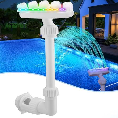 Reallnaive - Fontana solare per piscina, con luci LED a 7 colori, regolabile, per piscina, cascata, per piscina, cascata, divertimento, piscina, cascata, spruzzatore sopra e interrato