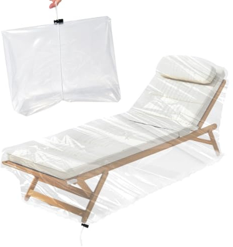 WDFCN Schutzhülle Gartenliege Abdeckung Gartenliege Sonnenliege mit Kordelzug 200x70x75 cm Liege Schutz Transparent Abdeckung Für Gartenmöbel Sonnenliege Liegestuhl Abdeckhaube Wasserdicht
