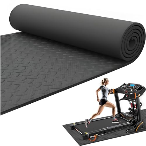 HFGHGDF Bodenschutzmatte, Fitnessmatte – Laufband Matte 8 mm Dicke Schwarz - Langlebig&Rutscht Nicht&Schalldämmung & Stoßdämpfend für Crosstrainer Springseil & Klimmzugstange - Sportmatte (200X100CM)