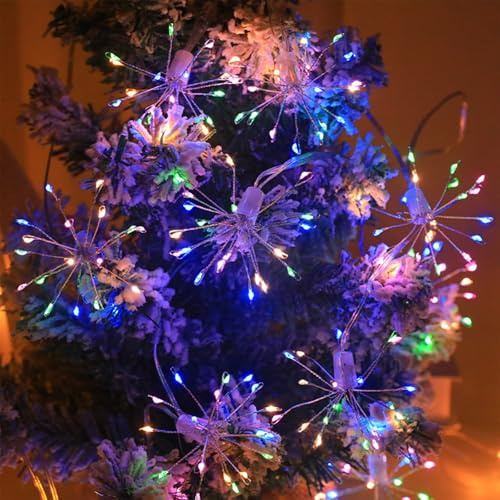 Koboko Fuochi d'artificio, catena di luci a 1,5 m, 100 LED, luci per fuochi d'artificio, luci colorate alimentate a batteria, luci decorative per giardino, Natale, matrimonio, decorazione per feste