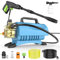 Pulitore ad alta pressione, potenza 1800 W, pressione max. 90 Bar, Portata: 420 L/H, Ugello rotante 0-160°, Tubo ad alta pressione 10 M e Cavo di alimentazione da 2,5 M, per superfici esterne e autos