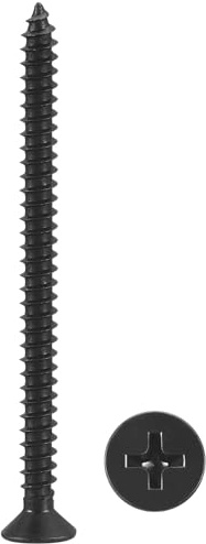 METALLIXITY Countersunk Phillips Wood Screws (#6x2) 50Pcs, Carbon Steel Coarse Thread Phillips Drive Flat Head Wood Screws - for Furniture Installation Repair, Black
