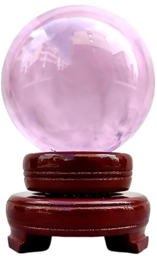 XIUCAI Sfera di Cristallo Feng Shui con Supporto Legno Girevole, Quarzo Trasparente per Meditazione, Divinazione, Yoga, Fotografia & Decor Casa,E with Wood Base,40mm