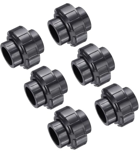QUARKZMAN Raccords De Tuyaux En PVC Union 1 Raccord D'Union À Emboîtement Pour Tuyau Adaptateur De Qualité Meubles Pour Tube D'Arrosage Piscine Plomberie Extérieure Gris Foncé 6Pcs