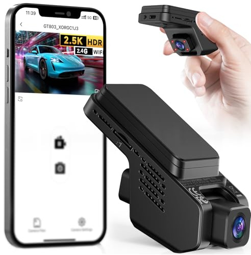 Veement Dashcam Auto Vorne Und Innen 2,5k+1080p, Mini Dash Cam Auto Kamera | Mit 32-GB-Karte, Super-Nachtsicht, 4 IR-LEDs, 165° Weitwinkel WDR, G-Sensor, Loop-Aufnahme, 24H Parkmodus (Dunkelschwarz)