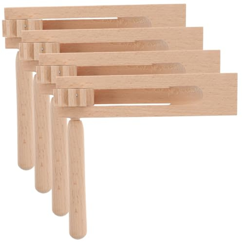 Hohopeti 4 Piezas Juguetes de Madera para Carracas Giratorias Manuales Instrumentos Musicales Educativos para Estimulación Temprana y Portátil