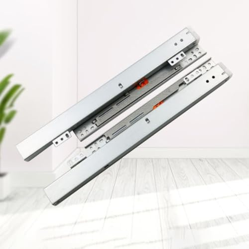 Guide per cassetti con smorzamento, 1 paio di cerniere da pavimento per armadietti da cucina e bagno, capacità di carico 40 kg, estensione completa con (25,4 cm)