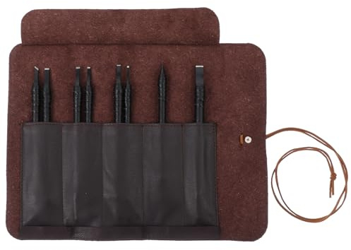 DOITOOL Juego de Cinceles para Tallar Madera y Piedra 8 Piezas Buril para Grabado Madera y Piedra Mango Ergonómico Kit de Herramientas para Escultura y Grabado Artesanal Funda de