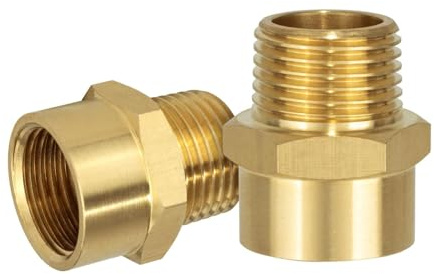 Adattatore per tubi in ottone a tenuta stagna, 1/2 pollici, G femmina a maschio, raccordi idraulici per irrigazione esterna, 2 pezzi convertitore in ottone con filettatura NPT