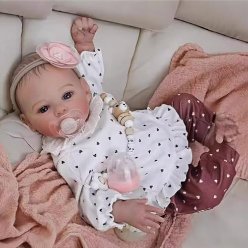Reborn Baby Realistische Puppen Junge 17 in 48CM Neugeborenen Silikon Körper, die echtes Leben Lebensechte Babypuppen Kleinkind mit blauen Augen Lebensecht Puppen