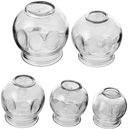Hoement Kit de Ventouses en Verre Épais 5 Pièces Adaptées la Thérapie par Succion et Massage Usage à Domicile et Professionnel