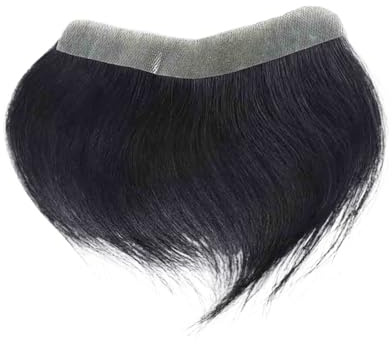 Tupé para hombre Peluquín de cabello humano, piel fina, Base PU, parche for postizo frente, prótesis capilar for hombres(Natural Black)