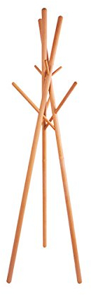 anaan '9' Design Kleiderständer Holz Garderobenständer Massivholz Stabil mit 9 Haken modern, benötigt Keine Schraube, kein Werkzeug, H/B/T ca. 174x51x51cm (9 Holzstöcken Buchenholz)