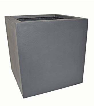 Pflanzkübel für Rollen aus Fiberglas in anthrazit - Größe (LxBxH): 60x60x60 cm