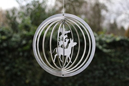 Manufaktur Lichtbogen Edelstahl Windspiel Kreis Bremer Stadtmusikanten - 12,5 cm